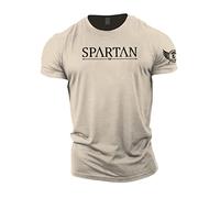 GYMTIER - Maglietta da uomo SPARTAN per bodybuilding, sollevamento pesi e allenamento strongman, sabbia, L
