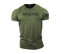 GYMTIER - Maglietta da uomo SPARTAN per bodybuilding, sollevamento pesi e allenamento strongman, Verde, M