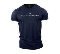 Gymtier Never Stop Lifting, T-Shirt pour Homme pour palestre, musculation, Allenamento, Sollevamento, Abbigliamento, Blu Marino, L