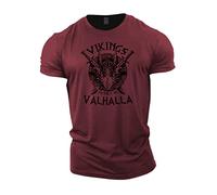 Gymtier Sons of Odin, Victory ou Valhalla Vikings, Chemise Homme pour palestre, musculation, Allenamento, Support Pesi, Bordeaux, XL