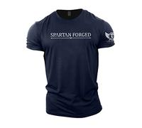 Gymtier Spartan Forged Logo sul Petto T-Shirt pour Homme pour palestre, musculation, Allenamento, Sollevamento, Abbigliamento, Blu Marino, XL