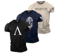 Gymtier, T-Shirt pour Homme, emballé en 3 Chemises, Haut polyvalent pour la musculation, Spartan 1, 4XL