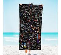 GYORI Telo Mare Formula Matematica, Asciugamano da Spiaggia Nero Teli Mare Microfibra Grande 200x100 Asciugatura Rapida Telo da Spiaggia Antisabbia per Viaggio, Bagno, Piscina