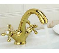 Gyps Faucet Cascata per Acqua Fredda e Calda - Rubinetto Bagno in Rame Antico Oro per Bacino Mobiletto - Design Moderno con Finitura Dorata