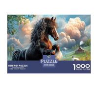 Gypsy Vanner CavalloJigsaw Puzzle Impossibili 1000 Pezzi prato fiorito Decorazione Per La Casa. Rilassamento E Intelligence Per Adulti E Bambini Da 12 Anni 38x26cm/1000pcs