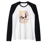 Gypsy Vanner Girl Horse Amante Equitazione Maglia con Maniche Raglan