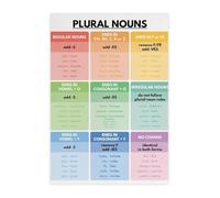 GYQYJPFZM English Grammar Rules Metal Sign For Plural Nouns Guide Chart With Visual Examples Essential Learning Tool For Classroom And Homeschool 8 X 12 in