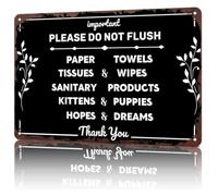 GYQYJPFZM Lavatory Humor Funny Plaque 8x12 Inch | Amusing sign lists unexpected things never to flush down the toilet conversation piece for loo
