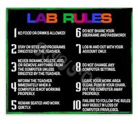 GYQYJPFZM Tech Classroom Rules Metal Tin Sign Computer Use Manners For Elementary Middle School Learning Space Wall-Art 8 X 12 inch