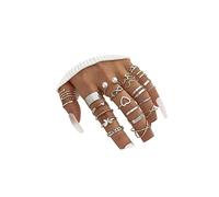 GYRMMUE Set di 22 anelli Kunckle per le donne boho impilabili anelli congiunti farfalla perla cuore anelli vintage aperti regolabili anelli di dichiarazione set di gioielli, Rame, Rame