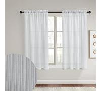 GYROHOME Tenda da finestra in voile trasparente, a strisce bianche, filtrante per la luce del sole, protegge la privacy, soggiorno, camera da letto, cucina, 1 pannello, tasca per asta, 60 x 180 cm