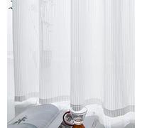 GYROHOME Tenda in voile trasparente a righe, per proteggere la privacy, in poliestere, per soggiorno, camera da letto, patio, porta, set da 1 pannello, bianco, 229 x 274 cm