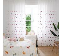 GYROHOME Tende trasparenti rosa a forma di cuore goffrato, filtranti la luce del sole, con occhielli 3D, graziose tende in voile ricamate per camera da letto, 2 pannelli, 132 x 243 cm