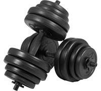 GYRONETICS® Set di Manubri - 30 kg, Coppia, 16 Dischi in Plastica, 25 mm, 4 Chiusure a Stella, Antiscivolo, Impugnatura Zigrinata - Dumbbells, Sollevamento Pesi, Palestra, Allenamento, Fitness, Casa