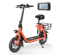 Gyroor Scooter elettrico con sedile, motore potente da 450 W, portata fino a 20 km, scooter pieghevole per adulti, velocità massima 15,5 mph, scooter elettrico per pendolari con cestino