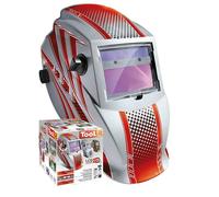 GYS Casco Saldatura LCD Hermes 9 13 G Rosso 040885 per Mma Mig Wig Argento