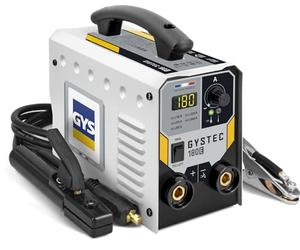 GYS, GYSTEC 180E, Saldatrice inverter monofase con 2 processi di saldatura MMA e TIG lift, Arco Force, Antisticking, Hot Start, Con Valigia, Portaelettrodo, Cavo di Massa