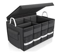 GYSCKN Organizer per Bagagliaio per VW EOS Fox Gol Jetta Lamando, Pieghevole con Scomparti Borsa Portaoggetti Organizer Bagagliaio Auto con Coperchio per Famiglie e Viaggi,Silver