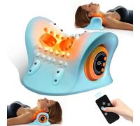 GYSIEN Massaggiatore per collo 2025, rilassante collo e spalle con calore, 3 modalità, cuscino portatile per alleviare il dolore e rilassare i muscoli, dispositivo di trazione cervicale angolo 26° per