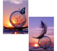 GYSRXS 2 Pezzi 5D Diamond Painting Kit Completo Pittura Diamante per Tramonto Quadri con Perline per Soggiorno Camera da Letto Ufficio Decorazione Della Parete(30 cm x 40 cm)