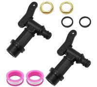 GYSRXS 2 Pezzi Rubinetto in Plastica da 3/4 Pollici Rubinetti di Scarico per Serbatoio con 2×Dado di Bloccaggio 2×Nastro Sigillante 2×Guarnizione per L'uso in Serbatoio Acqua Piovana(Nero)