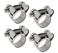 GYSRXS 4 Pezzi Fascetta Stringitubo Regolabili 23-25MM Collare Stringitubo a Bullone Morsetti per Tubi a T Morsetto per Tubo di Scarico,in 304 Acciaio Inox(Argento)