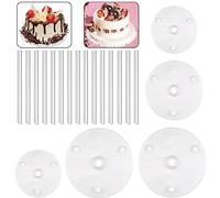 GYSRXS 5 Pezzi Base per Torta a Piani Multistrato Supporto per Torta Nuziale Tavole per Dolci con 15 Tasselli per Torta Adatto Per Compleanni Banchetti Nuziali(12/16/20cm)