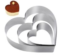 GYSRXS Set di 3 Stampi per Biscotti in Inossidabile Anello Torta Cuore Stampo Cuore Utilizzato in Cottura per Fare Torte,Pasticceria,Biscotti,Diametro10/15/20CM(Argento)