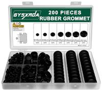Gysxrda Kit di 150 occhielli in gomma neri per firewall, assortimento di 18 misure, tappi in gomma per fori, elettrici, idraulici, automobilistici, barche (B)