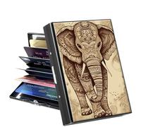 GYSYSQSH Portafoglio in metallo per donne, uomini e ragazze, con blocco RFID sottile in alluminio porta carte di credito, Elefante, Credit Card Holder, Minimalista