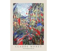 GYTRI CGFHJ Claude Monet Poster Stampe astratte Immagine di arte murale a colori《La Rue Montargueil con bandiere》Pittura su tela Claude Monet per decorazioni per la casa 50x70cm senza cornice