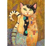 GYTRI CGFHJ Famoso Gustav Klimt Poster Animale Stampe Astratte Colore Wall Art Picture《Gatto E Uccello》Gustav Klimt Dipinto Su Tela Per Home Decor 40x50cm Senza Cornice