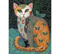 GYTRI CGFHJ Famoso Gustav Klimt Poster Animale Stampe Astratte Colore Wall Art Picture《Gatto Farfalla》Gustav Klimt Dipinto Su Tela Per Home Decor 40x50cm Senza Cornice