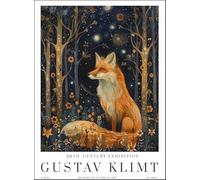 GYTRI CGFHJ Gustav Klimt Poster Stampe Animali Vintage Wall Art Color Picture《Volpe Rossa Foresta》Gustav Klimt Pittura Su Tela Per Arredamento Salotto 50x60cm Senza Cornice