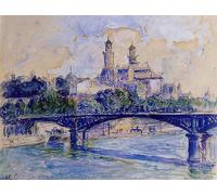 GYTRI CGFHJ Henri Edmond Croce Poster e Stampe Immagine di Arte Murale A Colori《La Senna dal Trocadero》Paesaggio Su Tela Pittura Per Home Decor 60x90cm Senza Cornice