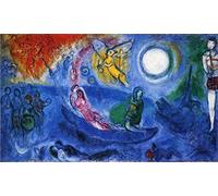 GYTRI CGFHJ Marc Chagall Il Concerto Poster Astratto Arte Della Parete Marc Chagall Pittura Su Tela Luna Coppia Persone Stampe Per Home Decor Immagine 100x50cm Senza Cornice