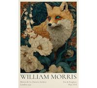 GYTRI CGFHJ Poster William Morris Immagine moderna da parete《Fox and Foxglove》di William Morris Stampe Pittura su tela animale per arredamento casa, 50x70cm Senza cornice