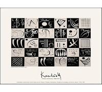 GYTRI CGFHJ Wassily Kandinsky Poster Stampe a reticolo a colori Immagine astratta di arte murale《Trenta》Wassily Kandinsky Dipinto su tela per arredamento da salotto 60x90cm senza cornice