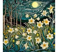 GYTRI CGFHJ William Morris Poster Floreale Stampe A Colori Arte Murale Astratta Pictrure《Narciso Di Notte》William Morris Pittura Su Tela Per Home Decor 50x50cm Senza Cornice
