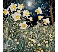 GYTRI CGFHJ William Morris Poster Floreale Stampe A Colori Arte Murale Astratta Pictrure《Narciso Di Notte》William Morris Pittura Su Tela Per Home Decor 50x50cm Senza Cornice