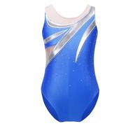 GYTTDERFL Body Ginnastica Bambini Ragazze Brillante Strass Metallico Tutu di Balletto Ginnastica Body Pattinaggio di Figura Danza Tuta Tuta Ginnastica for Bambini(Royal Blue,12)