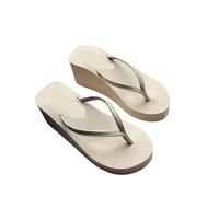 GYTTDERFL Infradito Donna Mare Infradito da donna Pantofole da spiaggia estive for esterni con tacco medio alto e clip su slip(Beige,37)