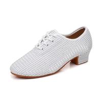 GYUBL Scarpe da Ballo da Sala Donna con Lacci Scarpe da Allenamento e Insegnamento per Danza Latina, Salsa, Bachata e Tango, LP112-Bianco-3-MD,EU37