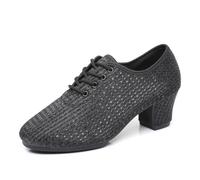 GYUBL Scarpe da Ballo da Sala Donna con Lacci Scarpe da Allenamento e Insegnamento per Danza Latina, Salsa, Bachata e Tango, LP112-Nero-5-R,EU42