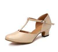 GYUBL Scarpe da Ballo Donna Latino Salsa Scarpe da Ballo Allenamento Donna con 4.5cm Tacco Suola Scamosciato Nude,EU 36.5