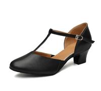 GYUBL Scarpe da Ballo Donna Latino Salsa Scarpe da Ballo Allenamento Donna con 4.5cm Tacco Suola Scamosciato Nero,EU 36