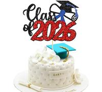 Gyufise 1 confezione da 1 topper per torta rosso classe 2022 glitter complimenti tappo per torta plettro 2022 laurea a tema decorazioni per torta