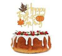 Gyufise 1 confezione Happy Friendsgiving Cake Topper Glitter Ringraziamento Decorazione Torta Autunno Autunno Raccolto Acero Zucca Picks Vacanze Amici Partito Forniture