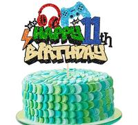 Gyufise 1 pz 11 ° compleanno video gioco torta topper livello gioco sbloccato gioco sui controller torta pick decorazioni gioco tema baby shower 11 ° compleanno anniversario festa decorazioni torta