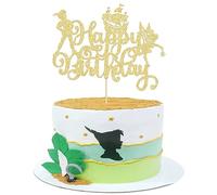 Gyufise 1 pz Never Grow Up Cake Topper Glitter Fairy Elf Neverland Peter Pan Cake Pick for Never Grow Up Tema Baby Shower Bambini Festa di Compleanno Decorazioni Forniture